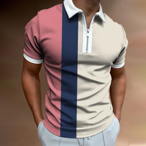 Colorblock Contrast Short-sleeved Polo Shirt