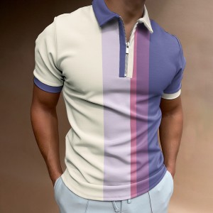 Contrasting Color Short-sleeved Polo Shirt