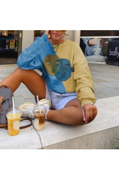 Retro Mask Loose Casual Long sleeved T-shirt HF3110-03-03