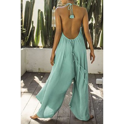 Sexy V-neck camisole loose jumpsuit HF3423-02-02 Sexy V-neck camisole loose jumpsuit HF3423-02-02