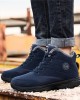 Men Warm Lined Solid Color Non Slip Lace Up Snow Boots