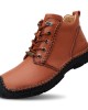 Men Pure Color Toe Protected Hand Stitching Leather Ankle Boots