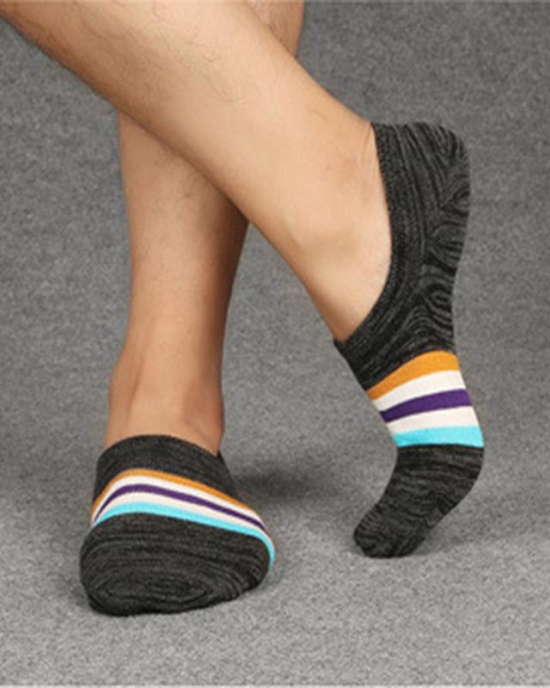 Men Combed Cotton Athletic Socks with Silicone Slip Outdoor Stripe Deodorization Ankle Sock